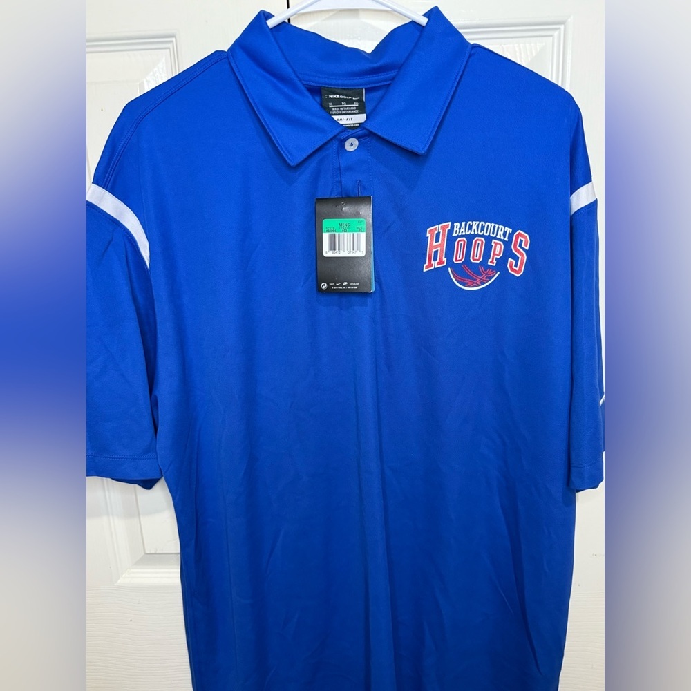 Nike Golf Dri-FIT Backcourt Hoops Polo‎ Shirt Blue Mens Size XL Basketball NWT